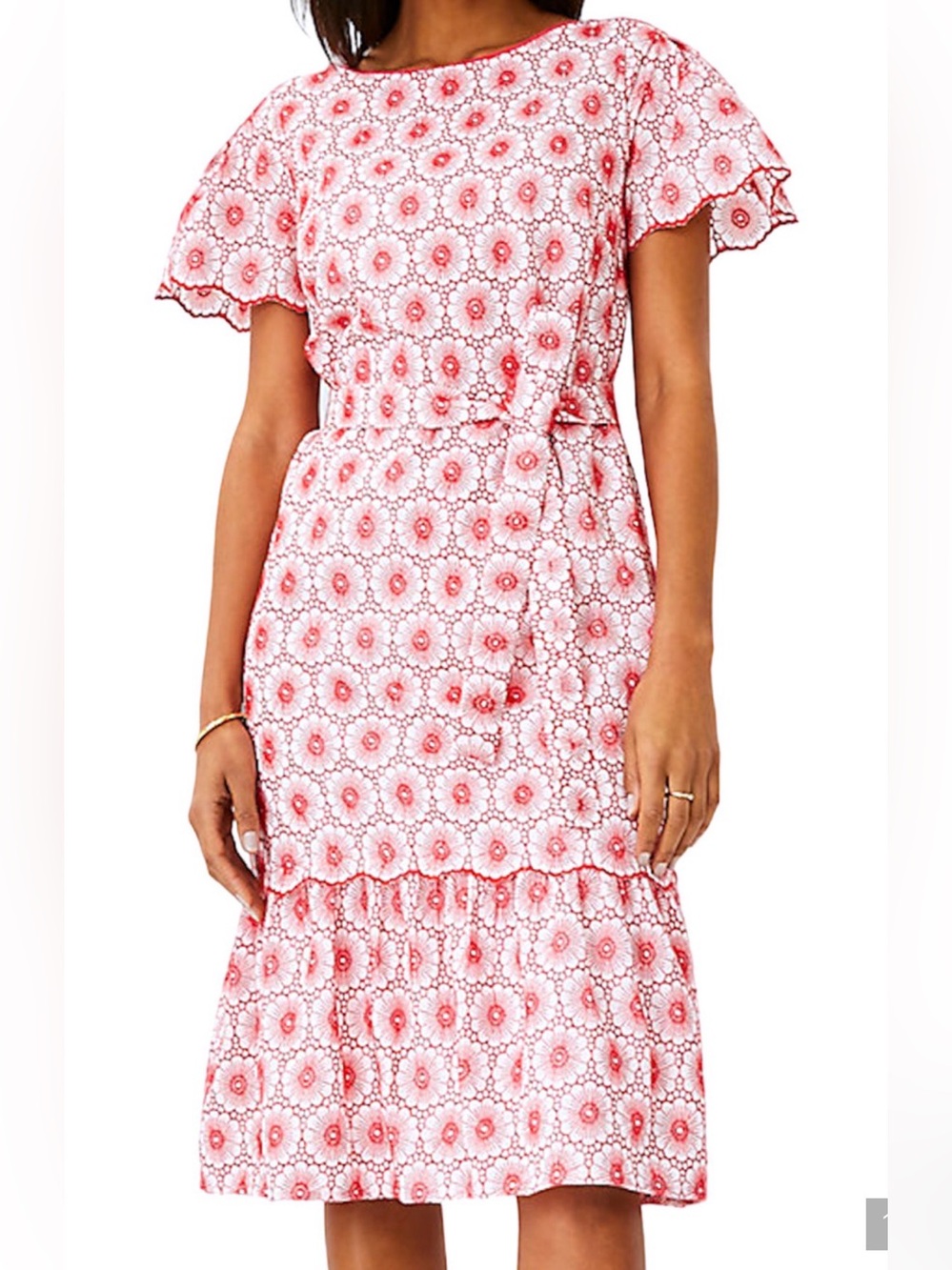 NEW ANN TAYLOR HIBISCUS PETITE EYELET TIE WAIST EMBROIDERED SHIFT DRESS XXS XXSP - Picture 1 of 8